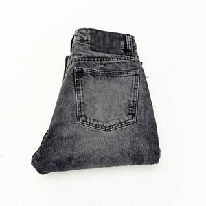Zara Acid Wash Straight Leg Mom Style Denim Jean Rip Black Charcoal Wash Size 4